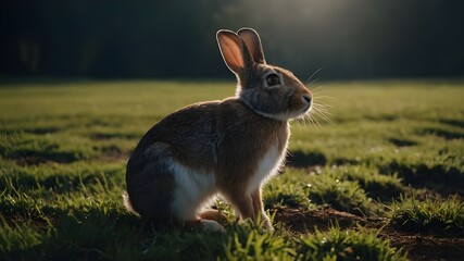 Wall Mural - rabbit in the field