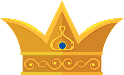 Sticker - King crown cartoon icon. Golden royal gemstone