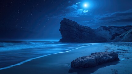 Wall Mural - full moon over ocean