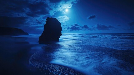 Wall Mural - full moon over ocean