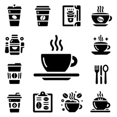 coffee cup icons set