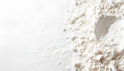 Heap of flour on white background