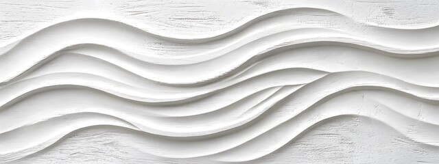 White wooden background with a natural wood grain texture. An abstract white wavy pattern on a painted wooden surface. A wooden board with knotted lines for design and decoration 