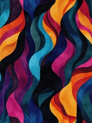 Poster - Multicolored Wavy Lines Abstract Painting