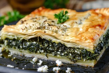 Canvas Print - Greek pie with spinach and feta cheese