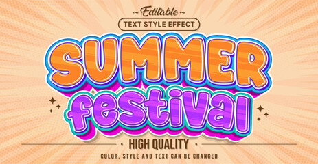 Wall Mural - Editable text style effect - Summer Festival text style theme.