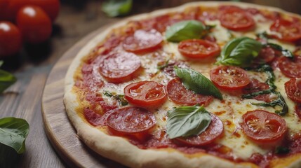 Canvas Print - Wooden Cutting Board with Pizza