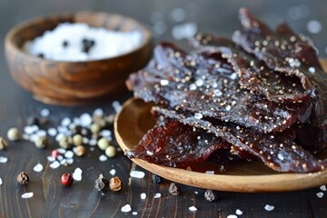 Canvas Print - Homemade lean beef jerky with seasonings