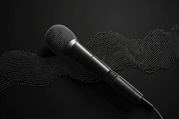 Wall Mural - Microphone on black background