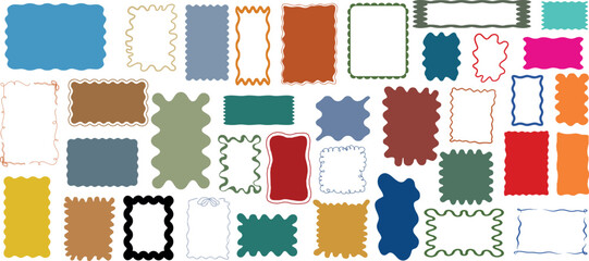Wall Mural - squiggle frame vector, colorful wavy, zigzag borders, playful design, blank shapes, decorative graph