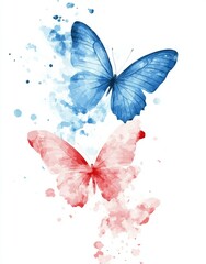 Poster - A watercolor wreath with butterflies on a white background. Perfect for invitations, stationery, and postcards.