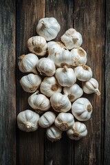 Wall Mural - Garlic on Wooden Table