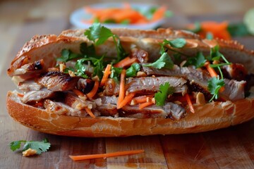 Wall Mural - pork banh mi Vietnamese sandwich