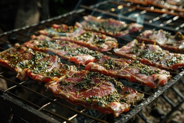 Poster - Pork dried in sun with herbs and flies away