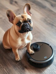 Sticker - Small Dog with Robotic Vacuum