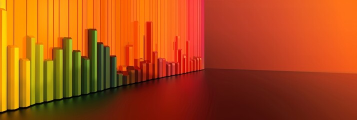 Poster - A colorful 3D abstract bar chart with a gradient background. This image symbolizes growth, progress, data visualization, and abstract art.