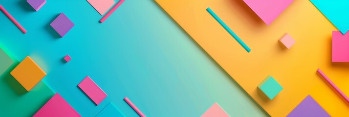 Poster - a colorful and vibrant background featuring a mix of geometric shapes, including squares, rectangles