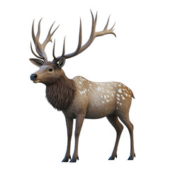 Wall Mural - 3d cartoon of majestic elk with antlers on transparent background