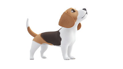 Wall Mural - 3d cartoon of clever beagle sniffing on transparent background