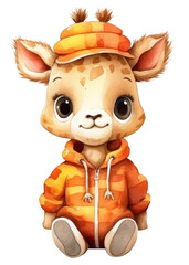 Sticker - PNG Cute baby giraffe cartoon mammal toy.