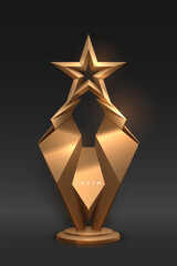 Wall Mural - golden star trophy template on black background
