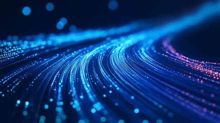 blue light streak, fiber optic, speed line, futuristic background for 5g or 6g technology wireless d