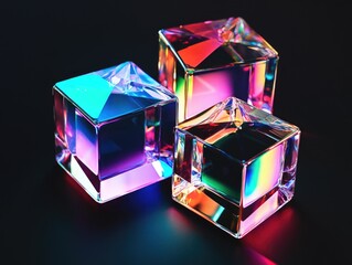 Poster - Three Crystal Cubes Table