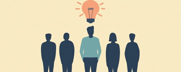 Poster - Business team brainstorming and innovative ideas concept illustration