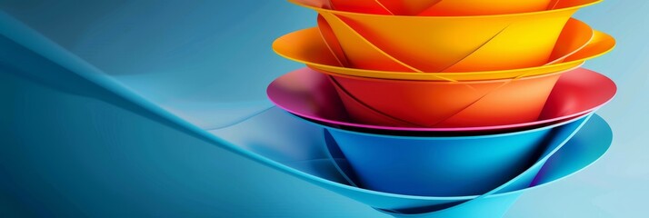 Poster - Colorful funnels symbolize growth, progress, stages of development, business strategies, and data analysis.