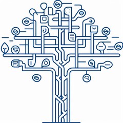 Poster - this abstract illustration depicts a tree with intricate branches, symbolizing interconnectedness, g
