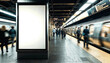 © oksa_studio - Blank billboard banner sign on subway station with people waiting for train
