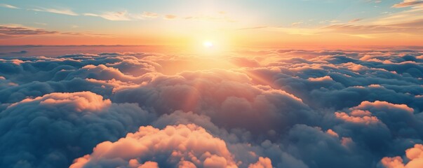Wall Mural - beautiful cumulus clouds at sunset in the panoramic blue sky