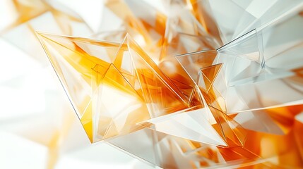 Wall Mural - 13. Futuristic 3D composition with interconnected angular forms and translucent shapes creating a complex design on white.