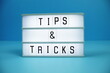 © may1985 - Tips & Tricks letterboard text on LED Lightbox on blue background