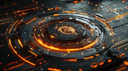 Leinwandbilder - Futuristic technology environment with glowing tech elements and clear background for text
