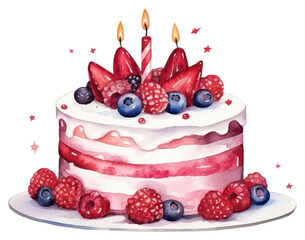 Wall Mural - PNG Cake raspberry blueberry birthday.