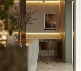 Poster - Three-dimensional rendering of a poster frame mockup in a modern home interior
