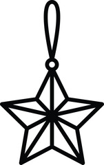 Canvas Print - A black and white star ornament hanging from a string