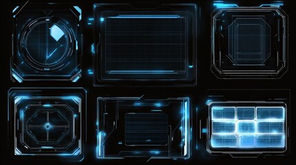 Poster - abstract technology ui interactive holographic elements of digital data chart. game background with 