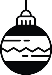 Canvas Print - black and white Christmas ornament with a white stripe