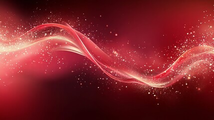 Wall Mural - Dynamic red wave with shimmering particles in abstract background