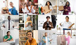 © Prostock-studio - A collage of photos showcasing diverse professionals working in various fields. These images capture a doctor, a nurse, a pet store owner, a photographer, a fashion designer