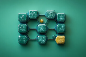 Aufkleber - A periodic table of elements, isolated on a pastel green background, highlighting the fundamentals of chemistry,