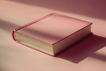 Fototapete - A book with a bookmark, isolated on a pastel beige background, representing knowledge and intellectual thinking,