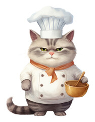 Wall Mural - Cat chef freshness porcelain figurine.