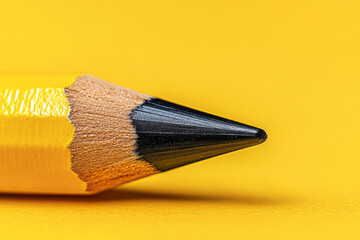 Aufkleber - A pencil sketching an idea, isolated on a pastel yellow background, symbolizing creative thinking and planning,