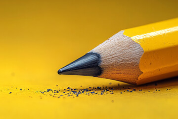 Aufkleber - A pencil sketching an idea, isolated on a pastel yellow background, symbolizing creative thinking and planning,