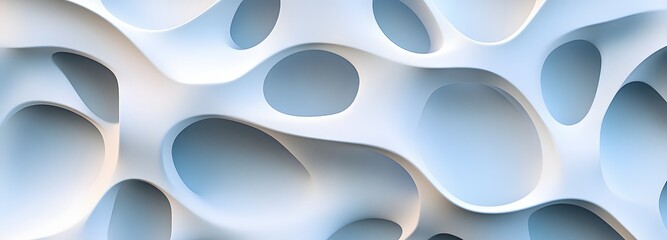 Wall Mural - 75. Abstract 3D design with interconnected geometric forms and smooth finishes creating a futuristic pattern against a pristine white backdrop.