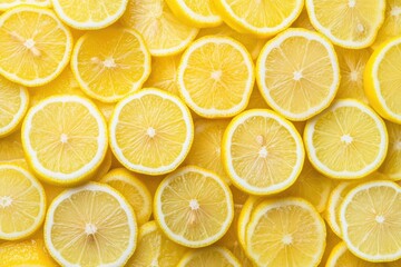 Wall Mural - Fresh sliced lemon background, vibrant citrus texture