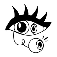 Poster - A doodle style icon of scary eye 